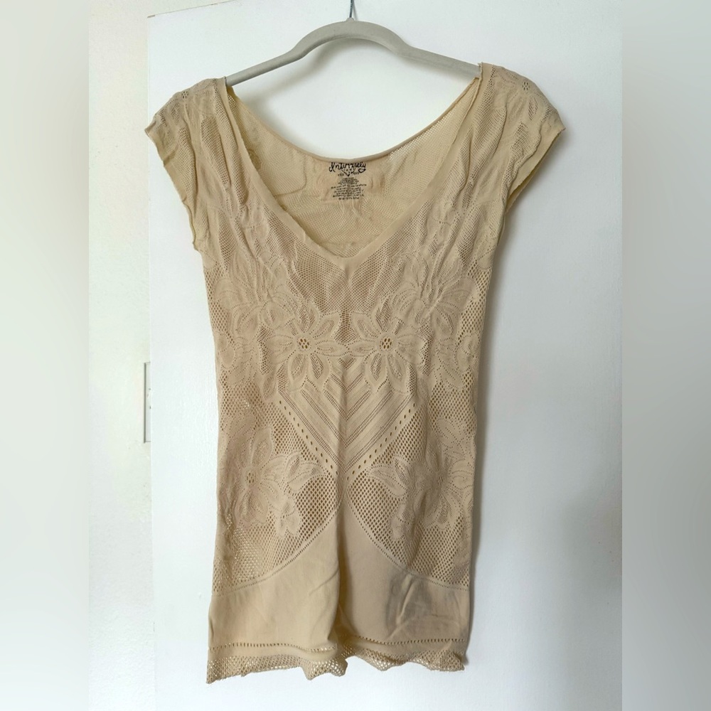 Free People Intimately Floral Mesh Top Sz XS/S